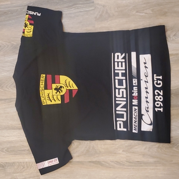 Bleecker Mercer Porsche Shirt XL Black Punischer GT Racing Car Graphic Logo Mens - Picture 5 of 5
